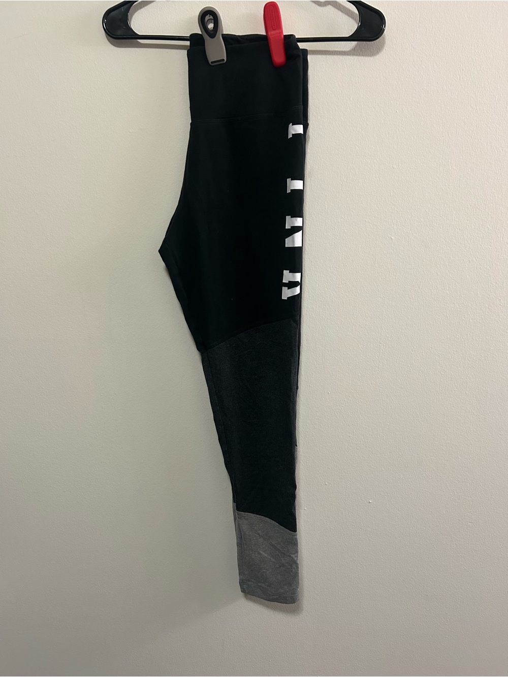 PINK Victoria's Secret Black Leggings with Gray and White Details